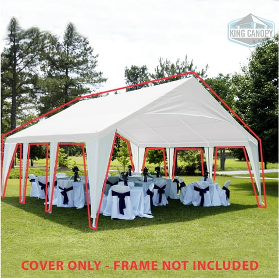 King Canopy Waterproof Cover 20' x 20' White Carport