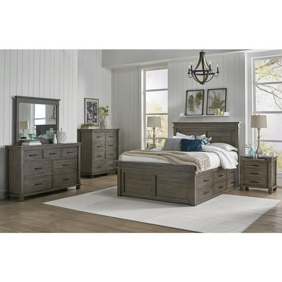 King Captains Bed with Greystone Finish, Belen Kox