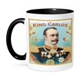 thumbnail image 1 of 3dRose, King Carlos Cigar Label with Man In Uniform, 11oz Two-Tone Black Mug, 1 of 7