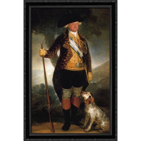 King Carlos IV in Hunting Costume 26x40 Large Black Ornate Wood Framed Canvas Art by Francisco Goya
