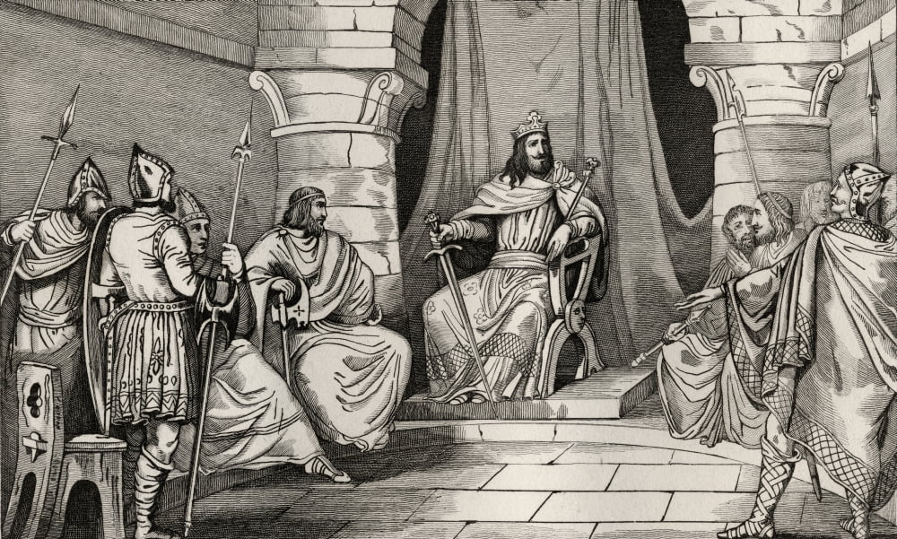 King Charibert 521 To 567 In Council With Magistrates From Histoire De France By Colart Published Circa 1840 Canvas Art - Ken Welsh Design Pics (18 x 11)