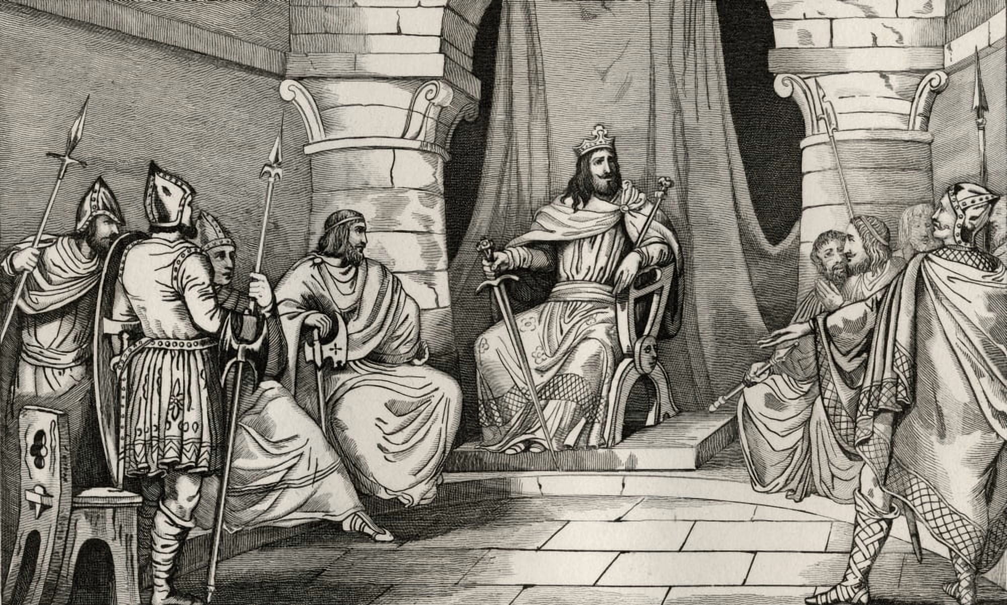King Charibert 521 To 567 In Council With Magistrates From Histoire De France By Colart Published Circa 1840 Canvas Art - Ken Welsh Design Pics (36 x 22)