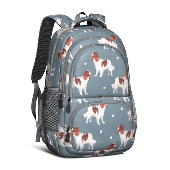 King Charles Cavalier Backpack for School,Cute School Bag,Schoolbag with Adjustable Shoulder Straps & Padded Back,16.9 Inch