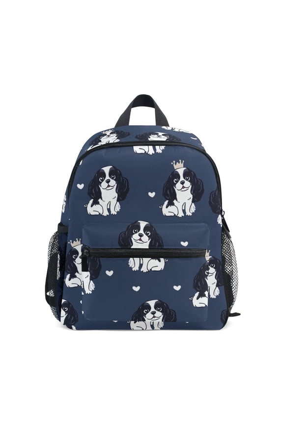 King Charles Dog Pattern Mini Backpack Cute Small Backpack with Chest Strap and Whistle Ages 3-8