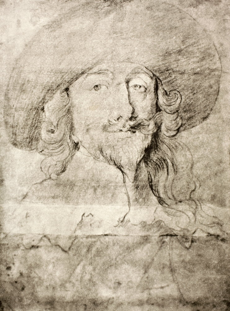 King Charles I Of England 1600 - 1649 After A Drawing By Vandyck From Memoirs Of The Martyr King By Allan Fea Published 1905 Canvas Art - Ken Welsh Design Pics (24 x 34)