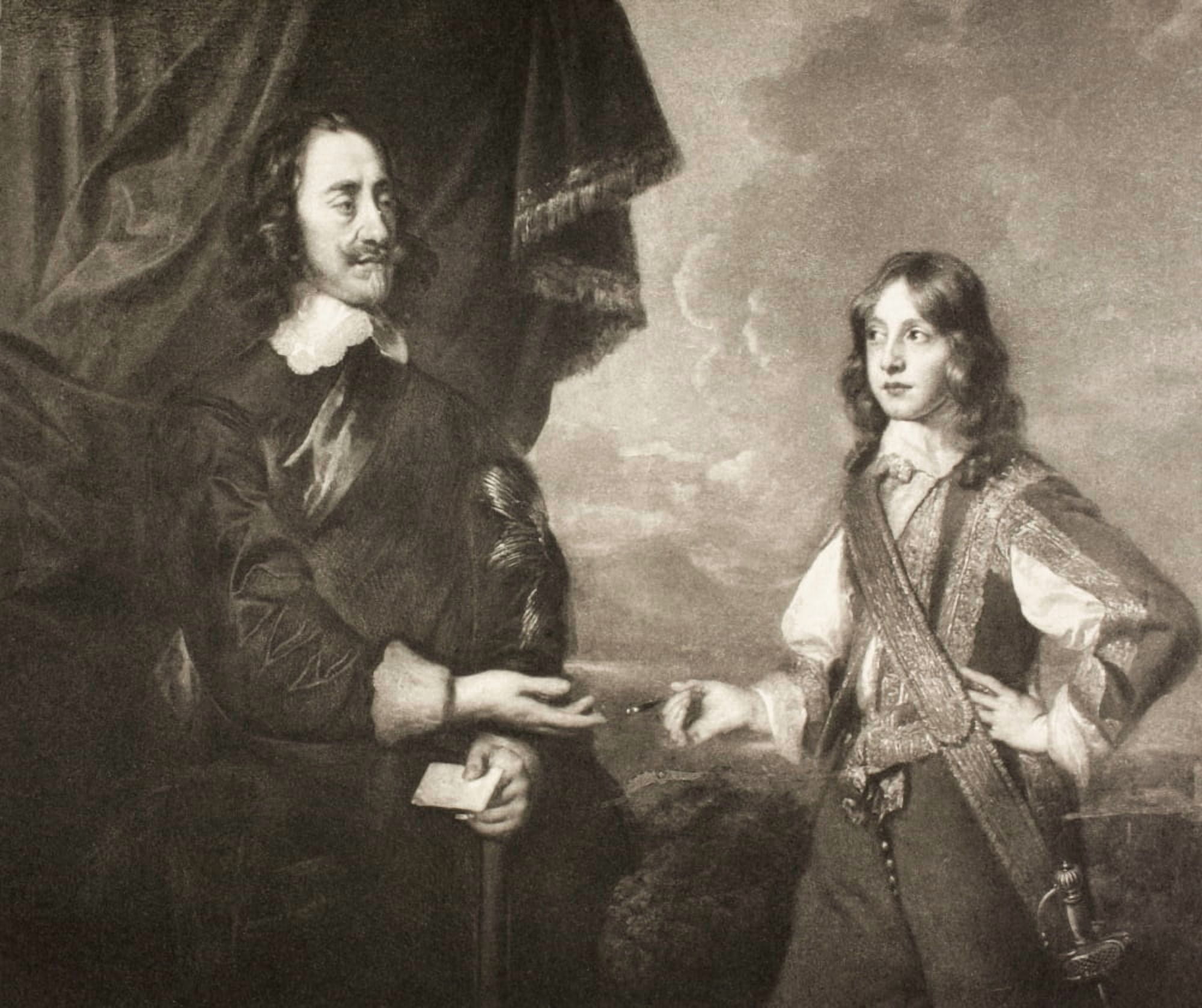 King Charles I And His Son James Duke Of York After A Painting By Vandyck From Memoirs Of The Martyr King By Allan Fea Published 1905 Canvas Art - Ken Welsh Design Pics (16 x 13)