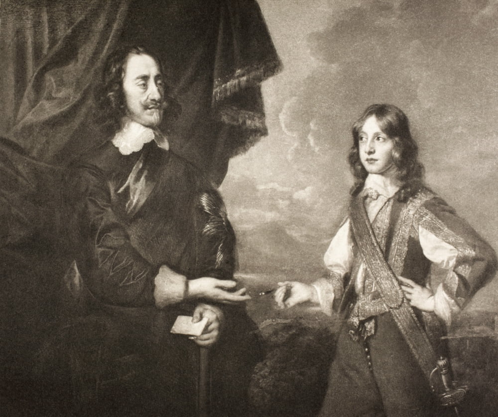 King Charles I And His Son James Duke Of York After A Painting By Vandyck From Memoirs Of The Martyr King By Allan Fea Published 1905 Canvas Art - Ken Welsh Design Pics (32 x 26)