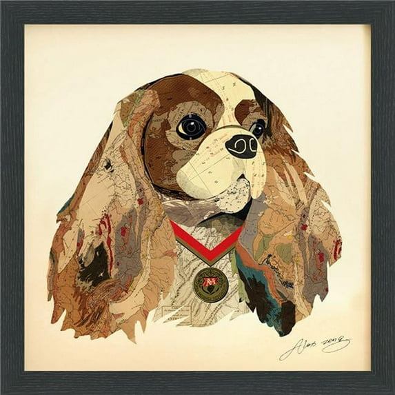 King Charles Spaniel - Dimensional Art Collage Hand Signed by Alex Zeng Framed Graphic Wall Art