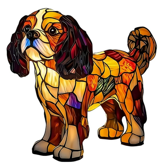 King Charles Spaniel Lamp Dog Series Art Night Light, Stained Resin Tabletop Night Light, Cute Pet Dogs Themed LED Table Lamps with Warm Ambient Glow, cute LED night light for kids bedroom table