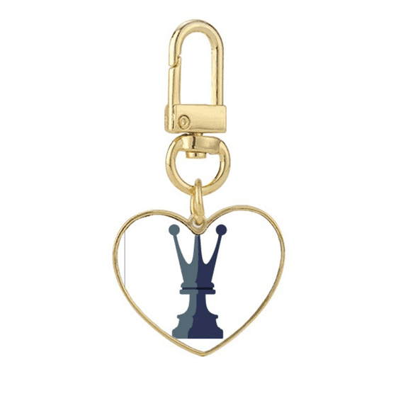 King Chess Strategy Game Roy Monarch Gold Heart Keychain Metal Keyring Holder