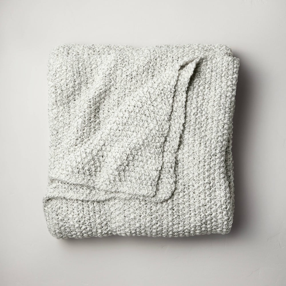 Light grey chunky knit blanket hotsell