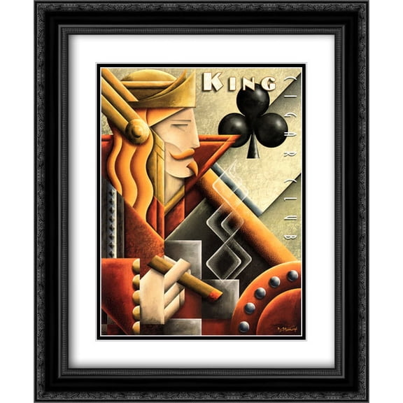King Cigar Club 2x Matted 16x19 Black Ornate Framed Art Print by Michael Kungl