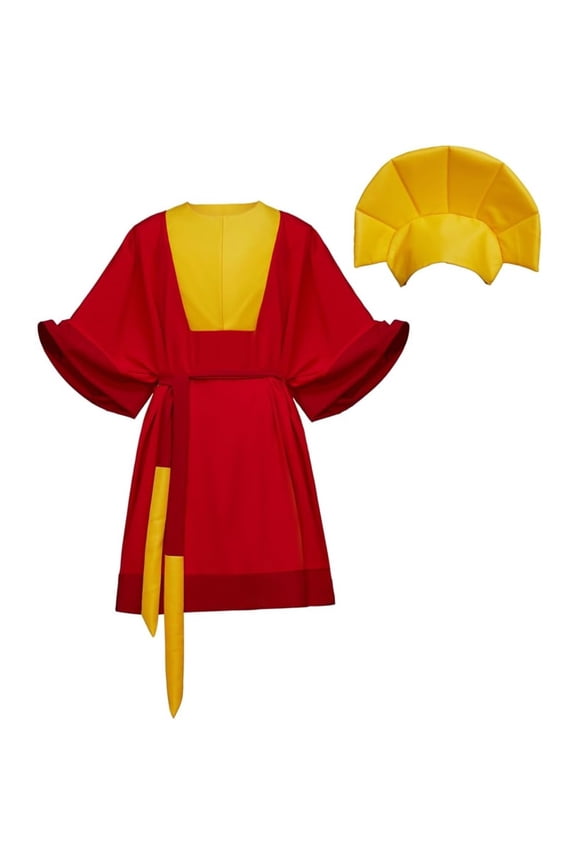 King Cloth Set with Hat, Men's Red Robe Outfit