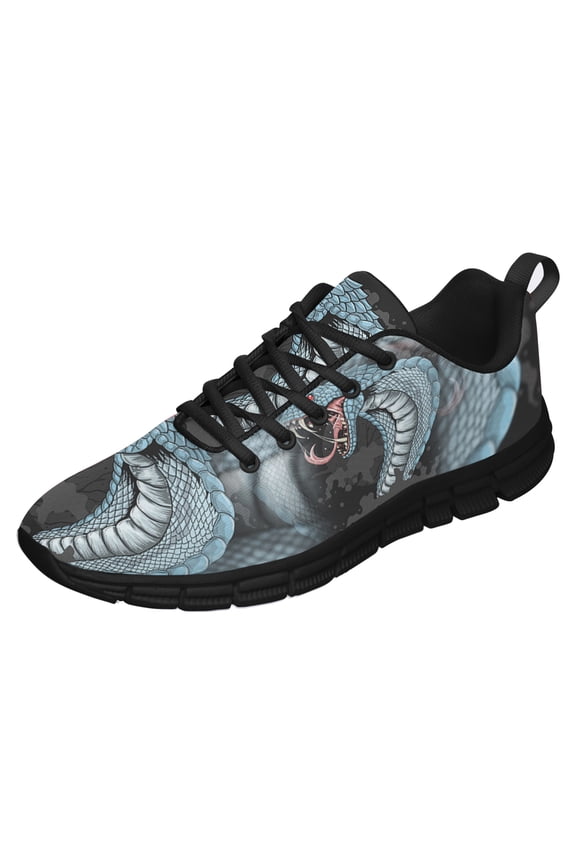 King Cobra Head Shoes for Men Women Running Sneakers Breathable Casual Sport Tennis Shoes Black Size 11