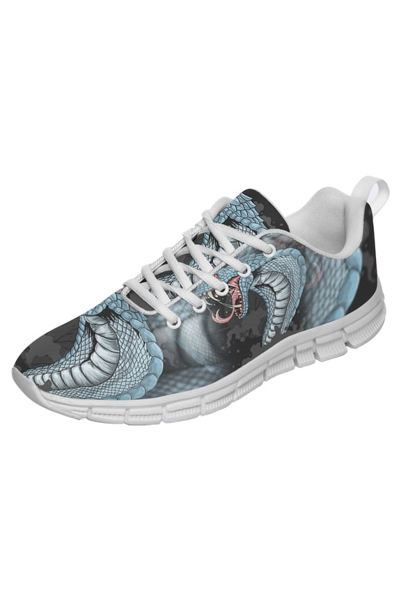 King Cobra Head Shoes for Men Women Running Sneakers Breathable Casual Sport Tennis Shoes White Size 10