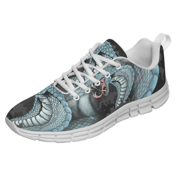 King Cobra Head Shoes for Men Women Running Sneakers Breathable Casual Sport Tennis Shoes White Size 11.5
