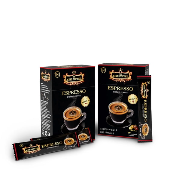 King Coffee Espresso Instant Coffee Strong Box 15 Sticks (2 Boxes) Free Standard Shipping