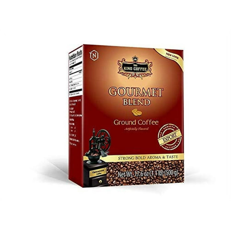 King Coffee Gourmet Blend Vietnamese Ground Coffee 500g 17.6 oz 1.1lbs  Arabica, Robusta, Excelsa & Catimor Medium Dark Roasted Strong, Bold Aroma  