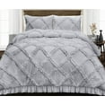 thumbnail image 1 of King Comforter Diamond Ruffle Light Grey 300 GSM Plush Siliconized Microfiber Fill Duvet Insert With 1000 Thread Count Egyptian Cotton Shell Fluffy with Piping & Pillowcases, 1 of 8