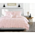 thumbnail image 1 of King Comforter Multi Ruffle Blush 300 GSM Plush Siliconized Microfiber Fill Duvet Insert With 1000 Thread Count Egyptian Cotton Shell Fluffy with Piping & Pillowcases, 1 of 8