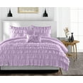 thumbnail image 1 of King Comforter Multi Ruffle Lilac 300 GSM Plush Siliconized Microfiber Fill Duvet Insert With 1000 Thread Count Egyptian Cotton Shell Fluffy with Piping & Pillowcases, 1 of 8