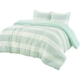thumbnail image 1 of King Comforter Set 3 Piece Stripes Cotton Blend Soft Lightweight Down Alternative Beige Aqua Light Mint Green Sleek Modern Bedding Set with Pillow Shams-Hydi (3 Piece King), 1 of 3
