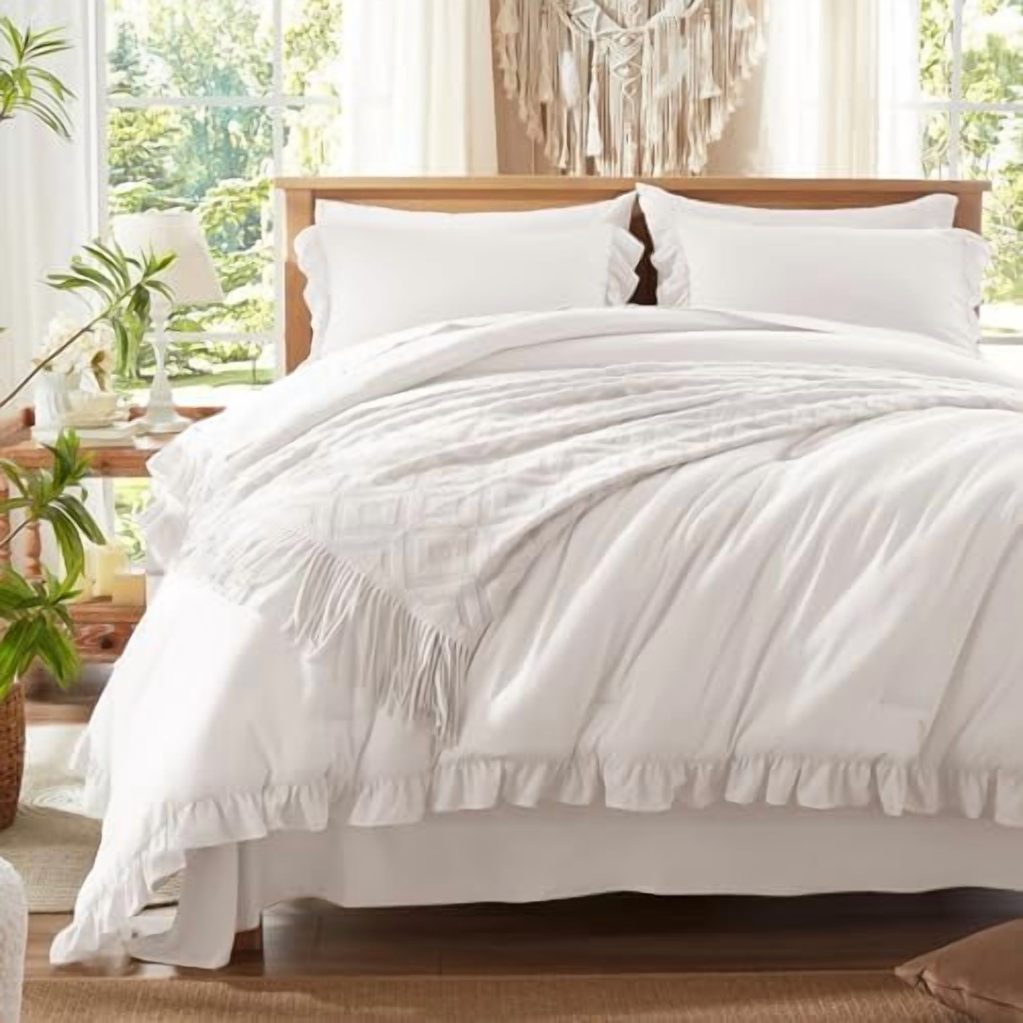 King Comforter Set 7 Piece, White Bed in a Bag With Sheets, All Season ...