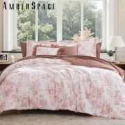 Amberspace Botanical Flowers Design 7-piece Bed in a Bag Comforter Set with Sheets,Rose,King