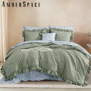 Amberspace Ruffle Design 7-piece Bed in a Bag Comforter Set with Sheets,Sage Green,King