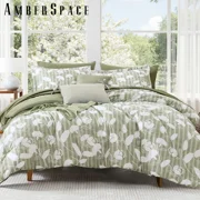 Amberspace Botanical Flowers Design 7-piece Bed in a Bag Comforter Set with Sheets,Sage Green,King