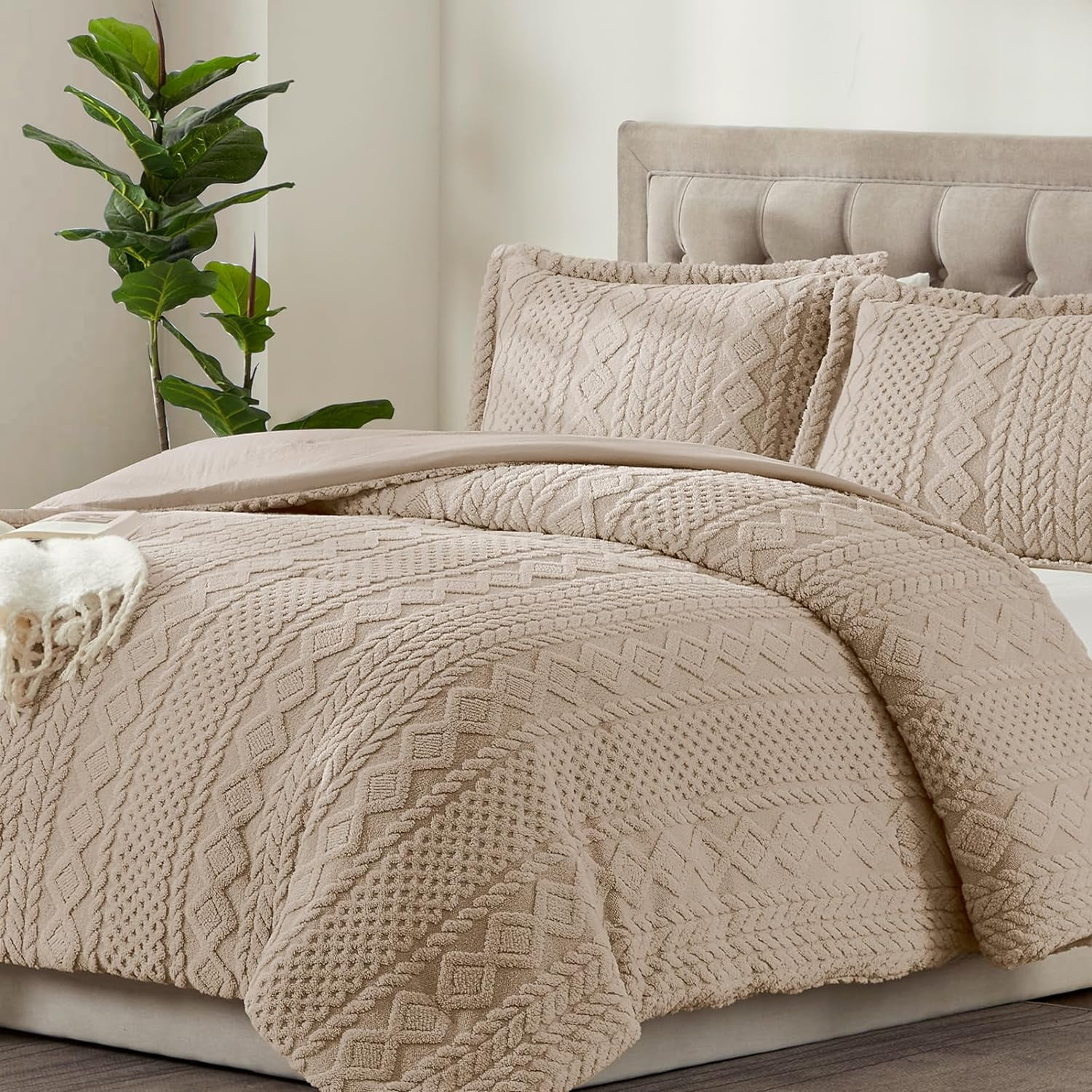 King Comforter Set Beige Fleece Comforters King Size Sets, Fluffy