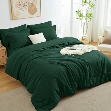 King Comforter Set Emerald Green, 7 Pieces Bed in a Bag Bedding Comforter Set with Sheets, All Season Boho 7PC Bed Sets with Comforter, Fitted Sheets, Flat Sheets, Pillow Shams and Pillowcases