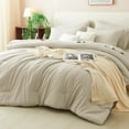 thumbnail image 1 of King Comforter Set Oatmeal, 7 Pieces Bed in a Bag Soft Bedding Comforter Set with Sheets, All Season Boho 7PC Bed Sets with Comforter, Fitted Sheets, Flat Sheets, Pillow Shams and Pillowcases, 1 of 17