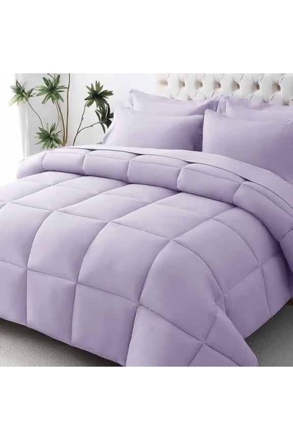 King Comforter Set, Ultra-Soft Bed in a Bag King Size 7 Pieces, Oeko-TEX Certified Bedding Set with Down Alternative Comforter, Sheets, Pillowcases & Shams, Lavender