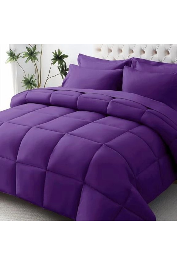 King Comforter Set, Ultra-Soft Bed in a Bag King Size 7 Pieces, Oeko-TEX Certified Bedding Set with Down Alternative Comforter, Sheets, Pillowcases & Shams, Purple