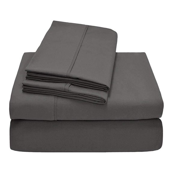King of Cotton Bed Sheets Set Egyptian-Cotton, Grey Solid 600 Thread-Count 4-Piece Twin Extra Long Bed Sheet Set Sateen Solid, Fits mattresses 8" Inches - 15" Inches Deep Pocket. Twin XL