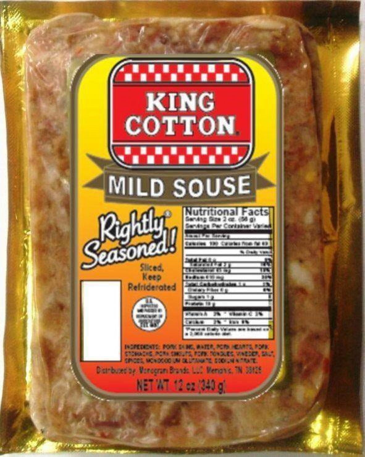 King Cotton Mild Pork Souse, Packaged Deli Meat, 12 oz.