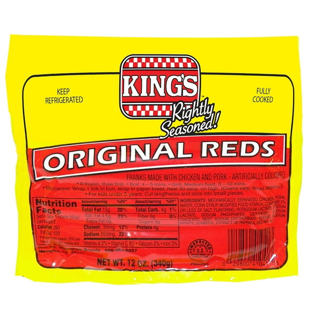 King Cotton Rightly Seasoned Original Reds Hot Dog, 12 oz Refrigerated