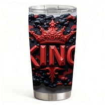 King Crown 3D Design Stainless Steel Tumbler with Lid, Double-Wall Insulated Travel Cup