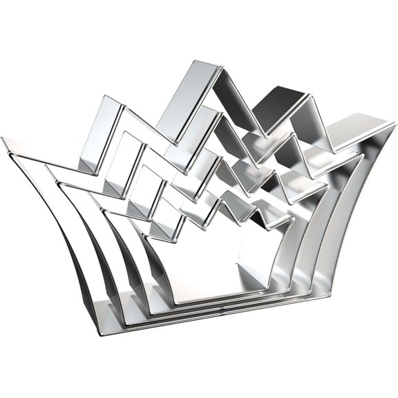 King Crown Cookie Cutter Set - 5 inch, 4 inch, 3 inch, 2 inch - 4 Piece Crown Cookie Cutters Shapes Molds - Stainless Steel