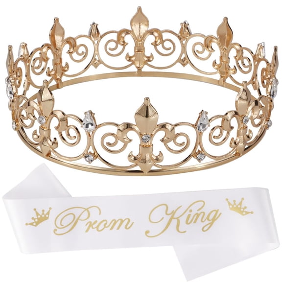 King Crowns MetalHeadband for Men Boys Gold Black Crowns and Tiara for Theme Birthday Party Halloween Cosplay Costume Accessories