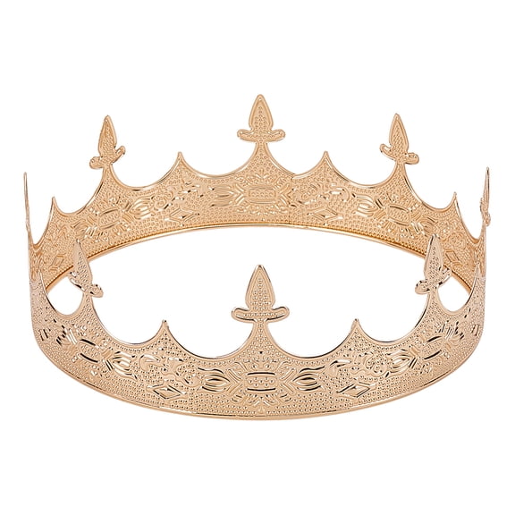 King Crowns for Male Medieval Metal King Queen Crowns Prop Decor with Royal Medieval Hair Gold