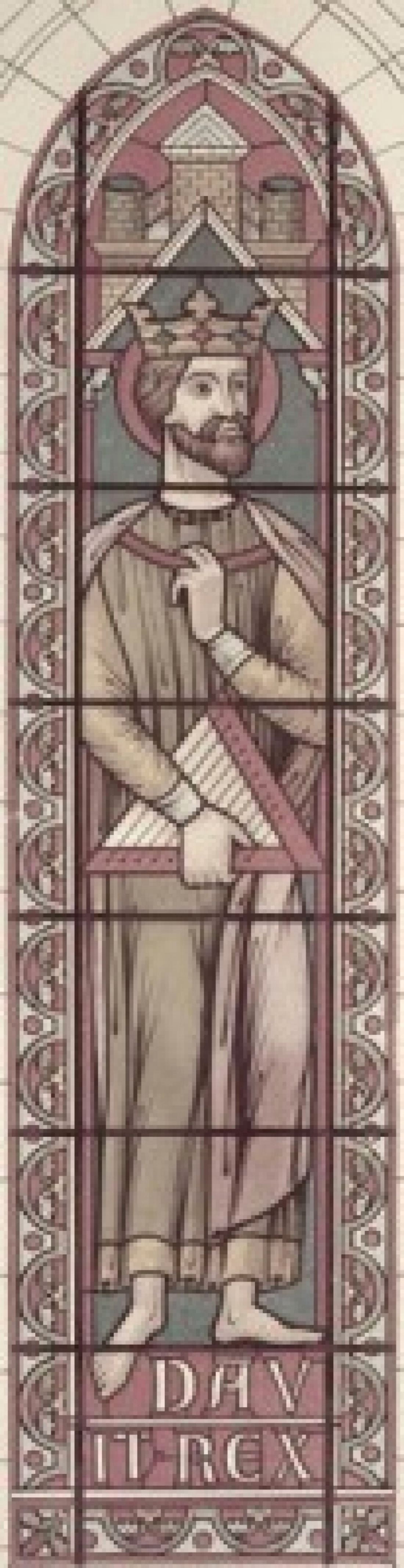 King David 13th C Stained Glass Canvas Art - (24 x 36)