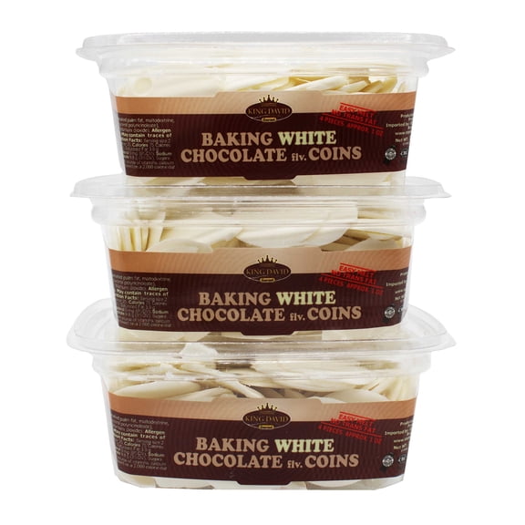 King David Kosher Easy GGA1 Melt Non Dairy White Baking Chocolate Flavored Coins 12.34-ounce Jars (Pack of 3)