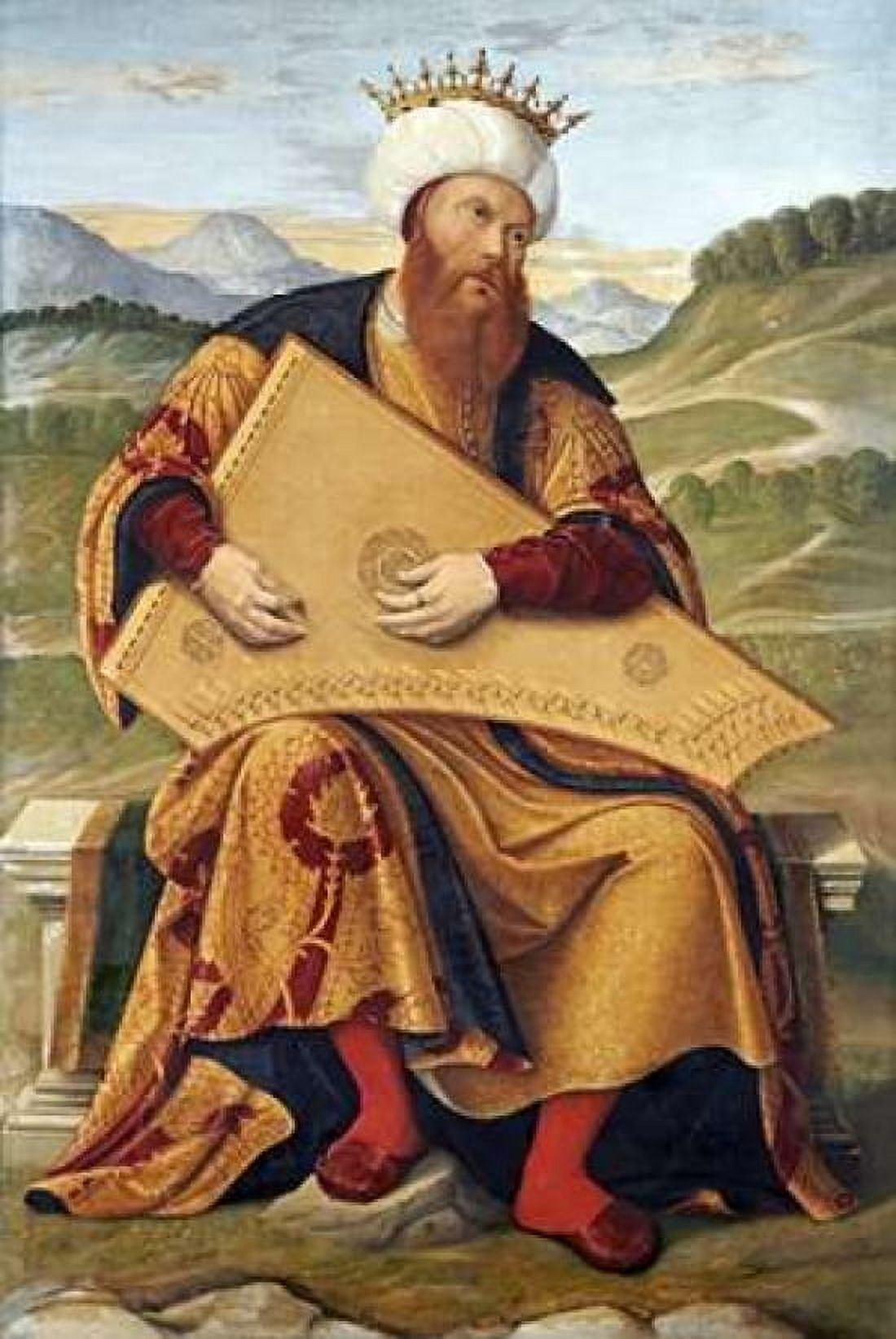 King David Playing a Psaltery Canvas Art - Girolamo Da Santa Croce (20 x 28)