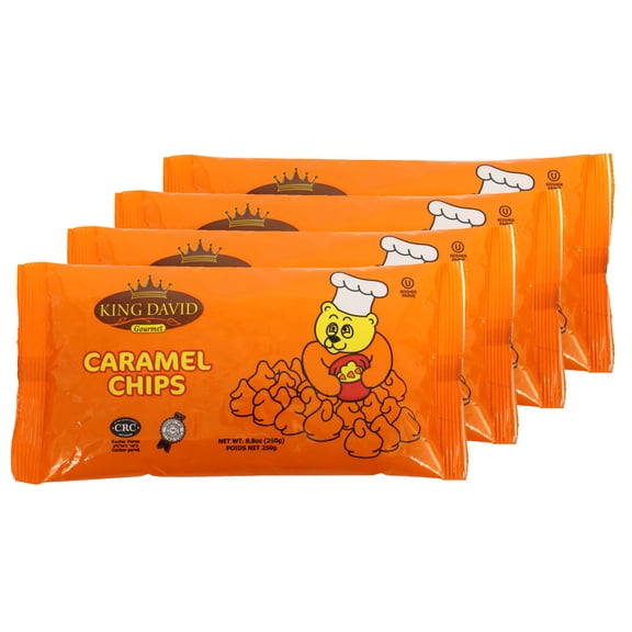 King David Vegan Caramel Chips Non-dairy Lactose Free Kosher 250-gram Bags (Pack of 4)