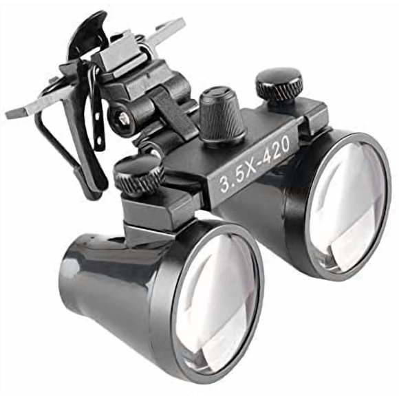 King-Dental Binocular Surgical Loupes Glasses Magnifier Metal Clip for All Glasses with Storage Case 420mm (3.5X)