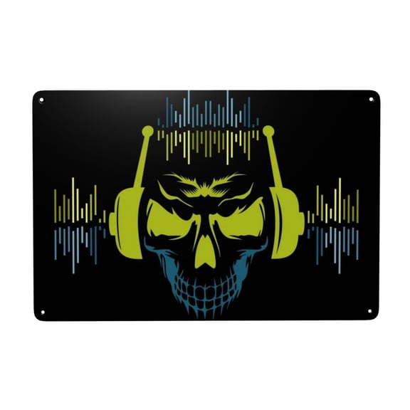 King Dj Skull Metal Tin Sign Garden Signs Kitchen Wall Art Decoration Home Decor 8X12Inch