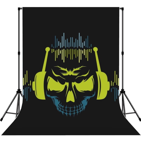 King Dj Skull Photography Backdrop 5x7Ft Background for Photo Studio Video Recording Birthday Party Wedding Home Decor