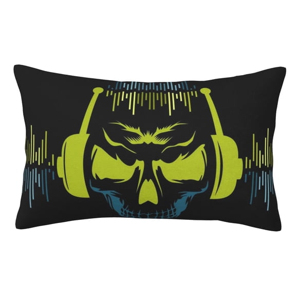 King Dj Skull Pillowcase 14x20 Rectangle Throw Pillow Case Cover Cushion with Hidden Zipper for Sofa Couch Car